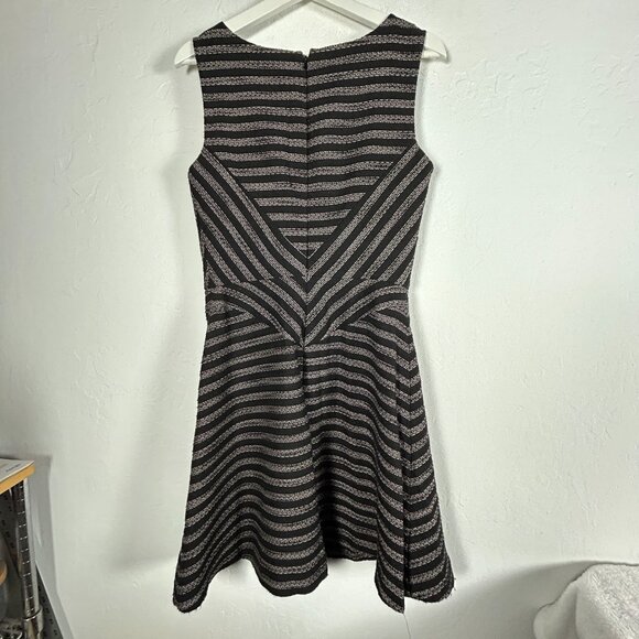 Halogen Womens Black White Striped Textured Sleeveless A-Line Mini Dress Size 6 - Picture 2 of 9